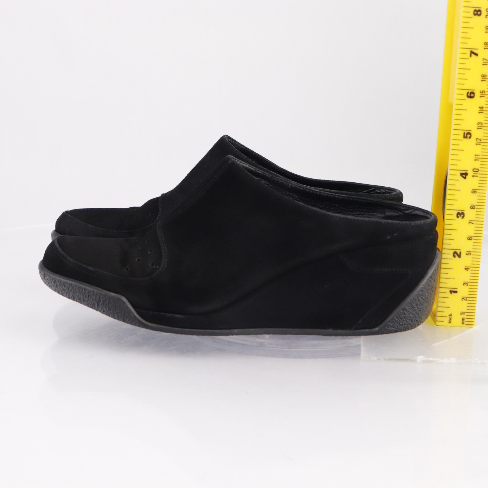 Via Spiga Womens Mule Size 8.5 M Black Suede Mule Wedge Heel Comfy Slip On Shoe