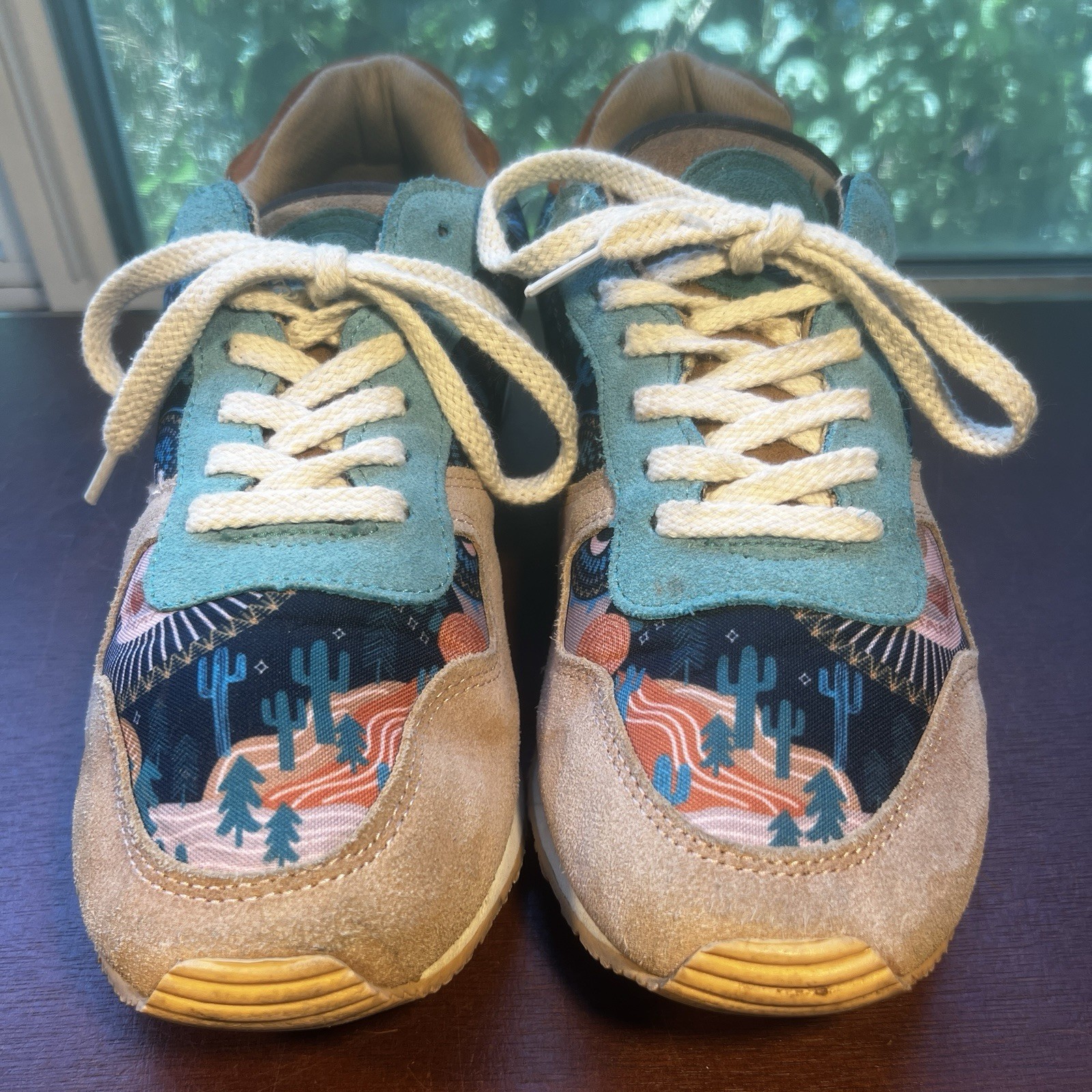 Inkkas Socorro Women’s Sz 11 Shoes Tan/Turquoise Leather Athletic Sneaker Cactus