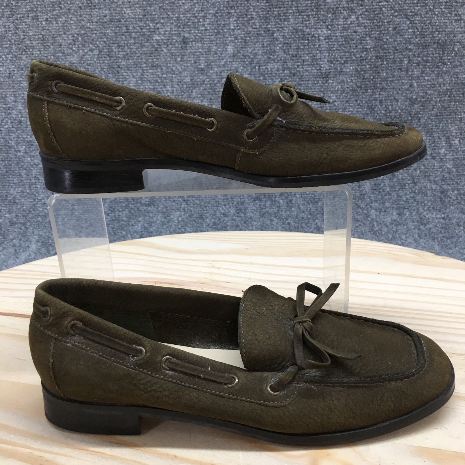 Talbots Shoes Womens 5.5 B Loafer Green Slip On Round Toe Block Heels Casual