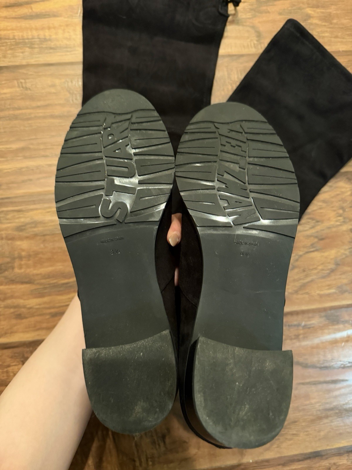 Stuart Weitzman Midland Black Over the Knee Stretch Thigh Lowland Suede Sz 8.5