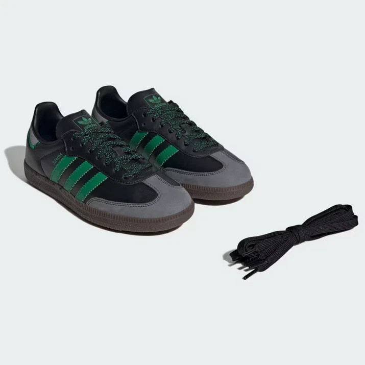 Adidas Samba OG Womens Size 6.5 Black Green Shoes Sneakers IE6520 FREE SHIP NEW