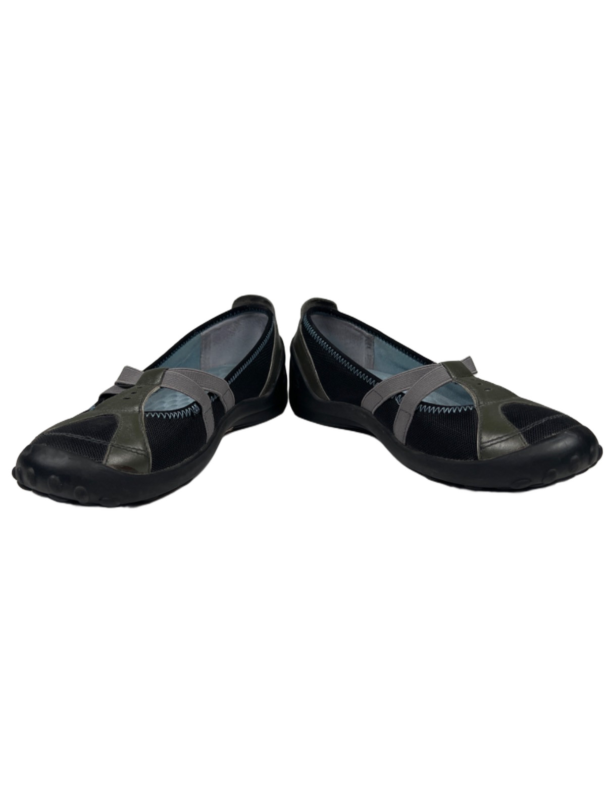 Privo By Clarks Women’s Gray Leather Strappy Slip On Mary Jane Comfort Flats – 8