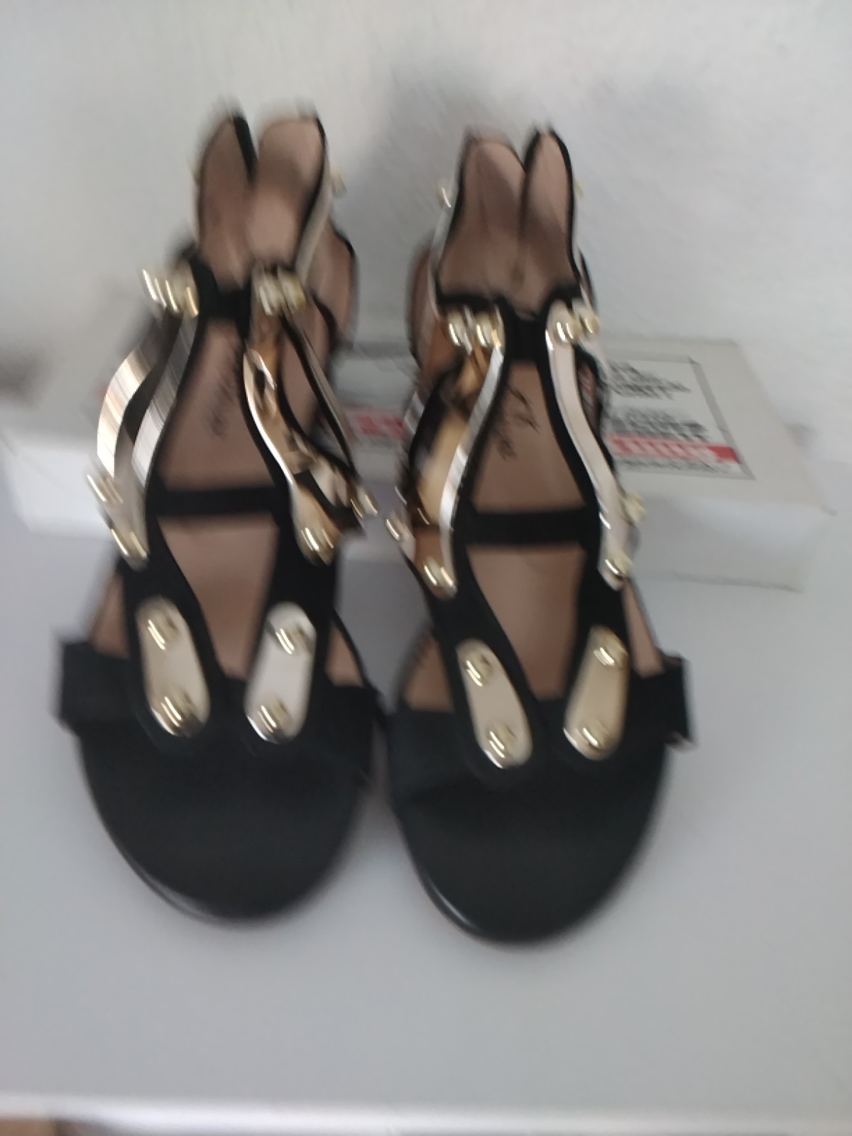 Gero Mure, sandals size 39, black gold, leather, mint condition