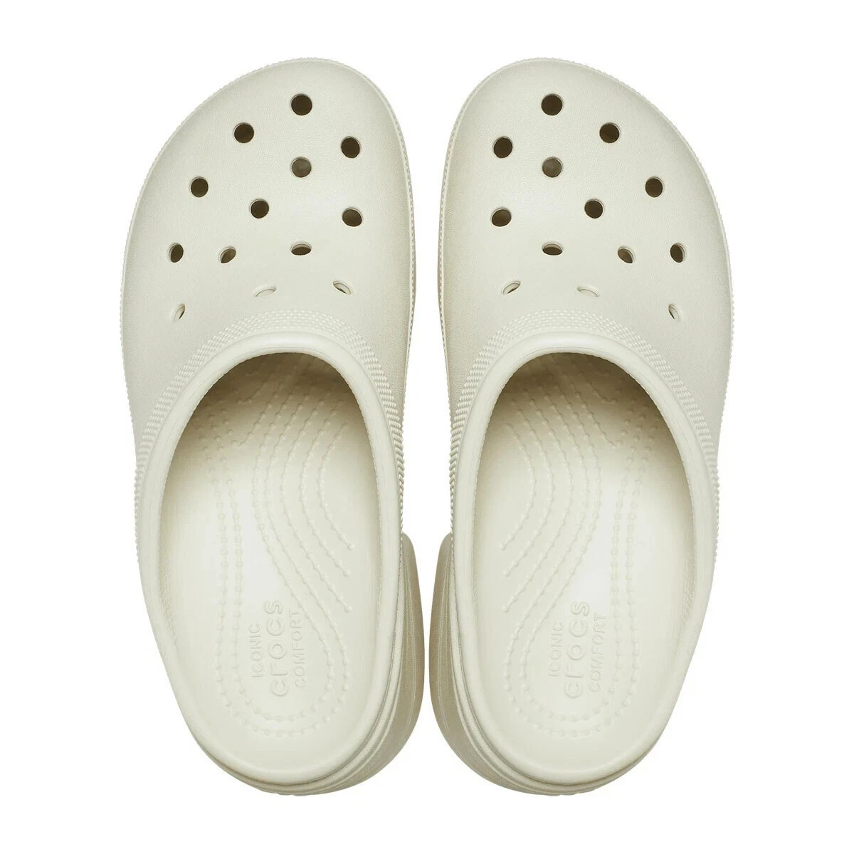 Crocs SIREN Ivory Platform Heeled Slip-on Clogs Mules Unisex Mens-9 Women-11