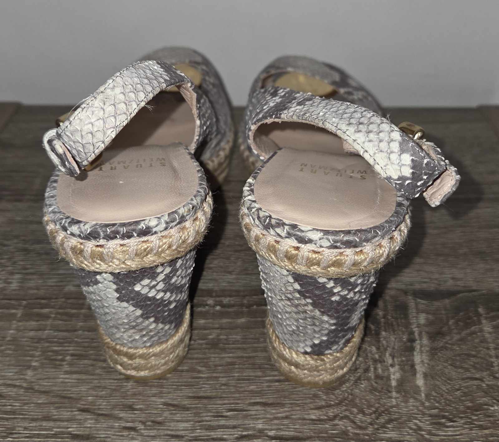 Stuart Weitzman Snakeskin Espadrille Wedge Slingback Heels 9N SEE DESCRIPTION