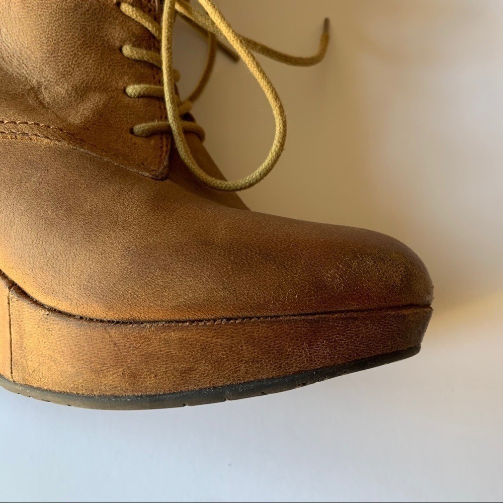 Steve Madden Maarkee Leather Lace Up Wedge Boots
