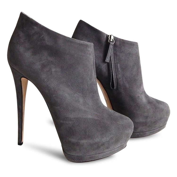 NEW $866 GIUSEPPE ZANOTTI Suede Eva Ankle Platform Booties – Grey – Size 41