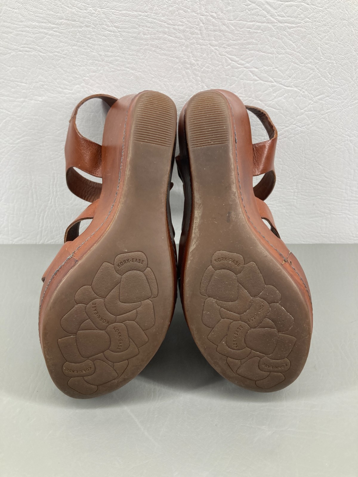 Kork Ease Womens Wedge Sandals Size 6.5 Brown Leather Platform Ankle Strap