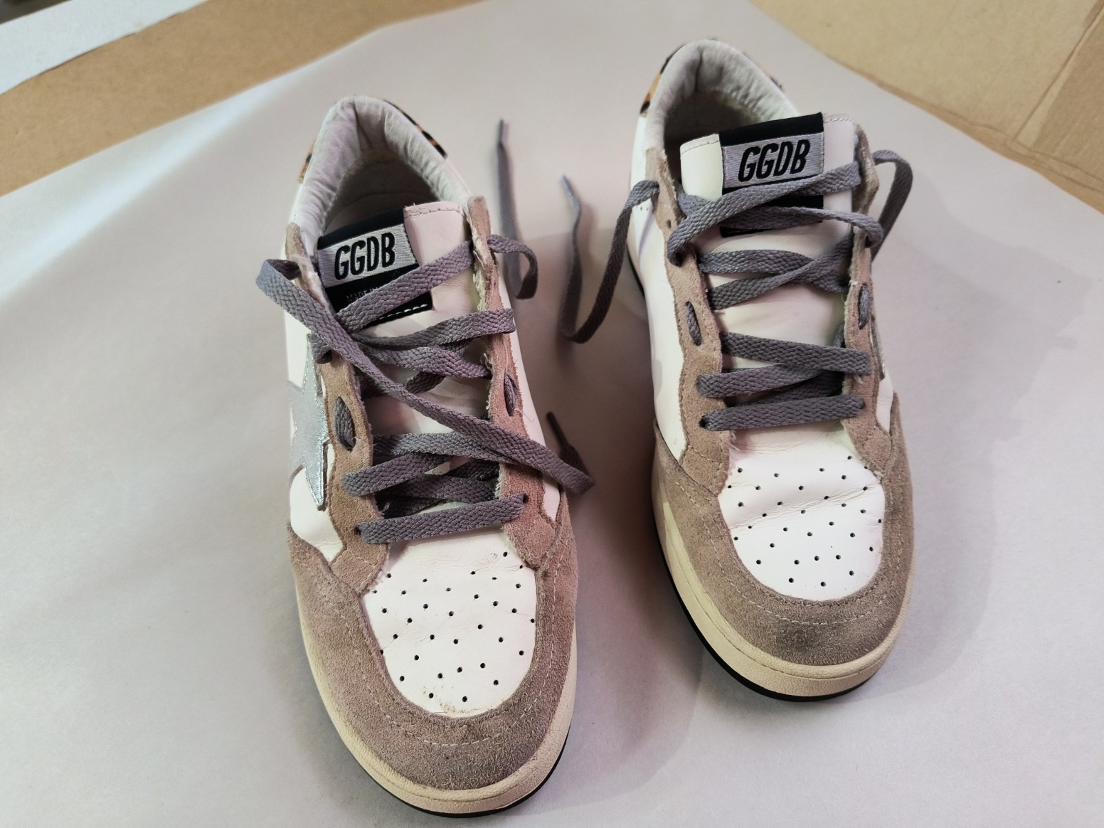 GGDB Golden Goose SUPERSTAR Leopard Silver Sneakers White Leather Women’s 40
