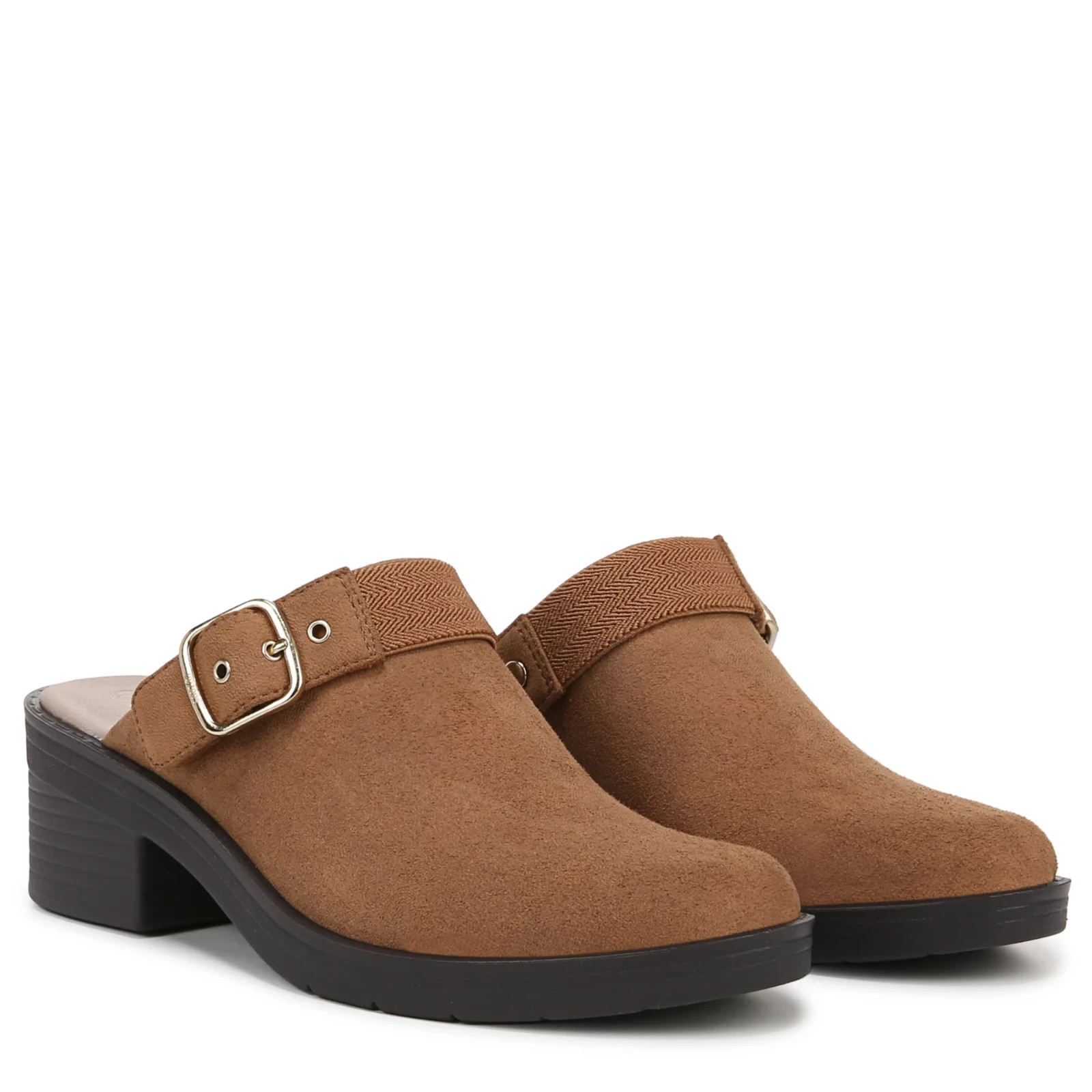 Bzees Open Book Clogs Brown Mules With Buckle Size 9W NEW