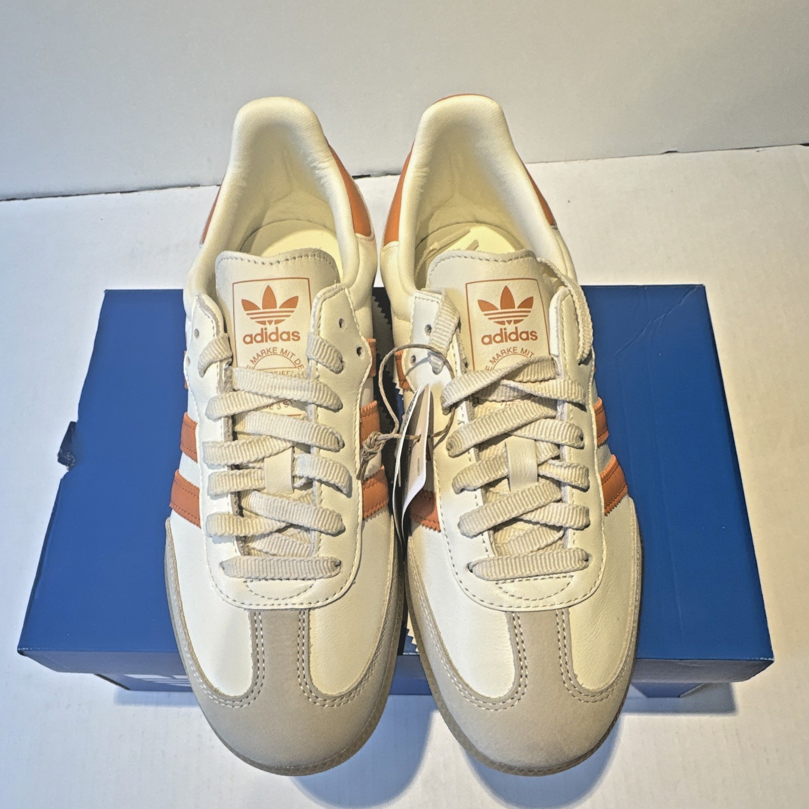 adidas Samba OG W White Orange Beige Leather Low Top Lace Up Sneaker IH9057 8w