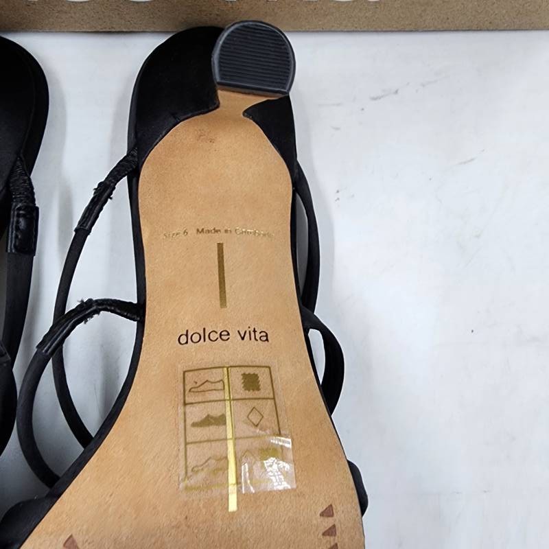 Dolce Vita Linzy Florette Two-Piece Dress Sandals Women’s US 6 Onyx Satin