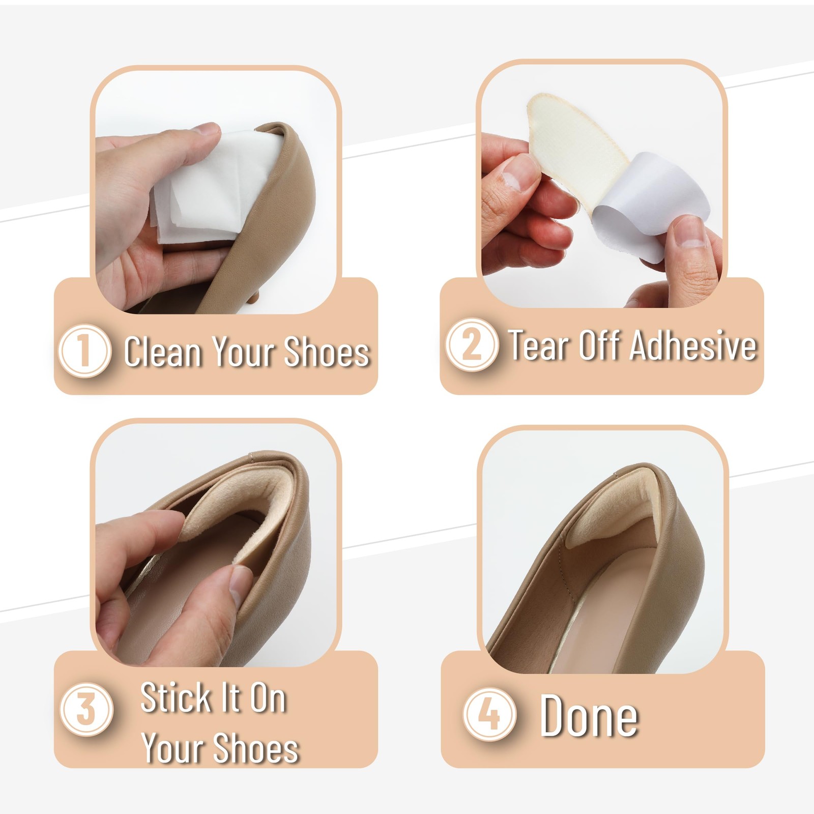 Dr. JK- Metatarsal Pads Women, 8pcs, Beige, 2 Pairs+4 Pads, Beige