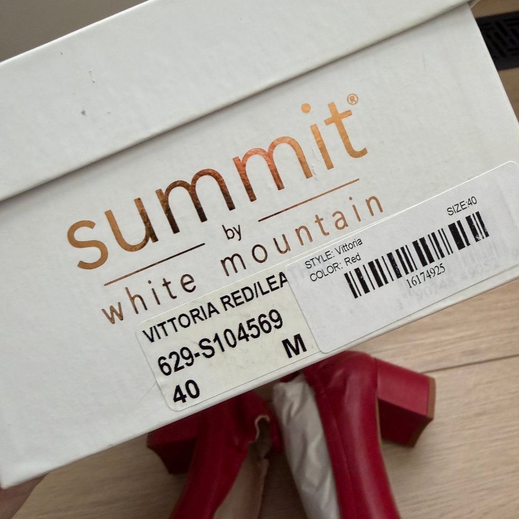 Summit White Mountain Vittoria Red Leather Block Heel Pumps Size 40 US 9 Italy