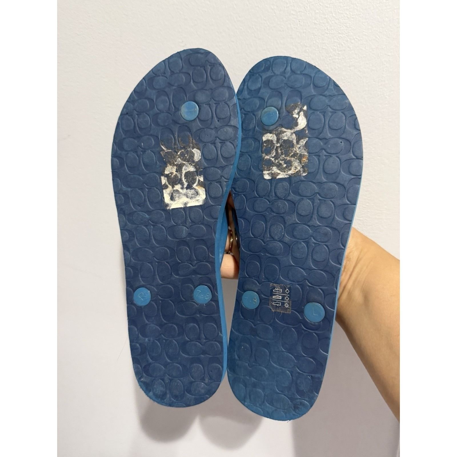 Coach Abbigail Sandals Flip Flops Star Denim Womens Size 8 Blue Z