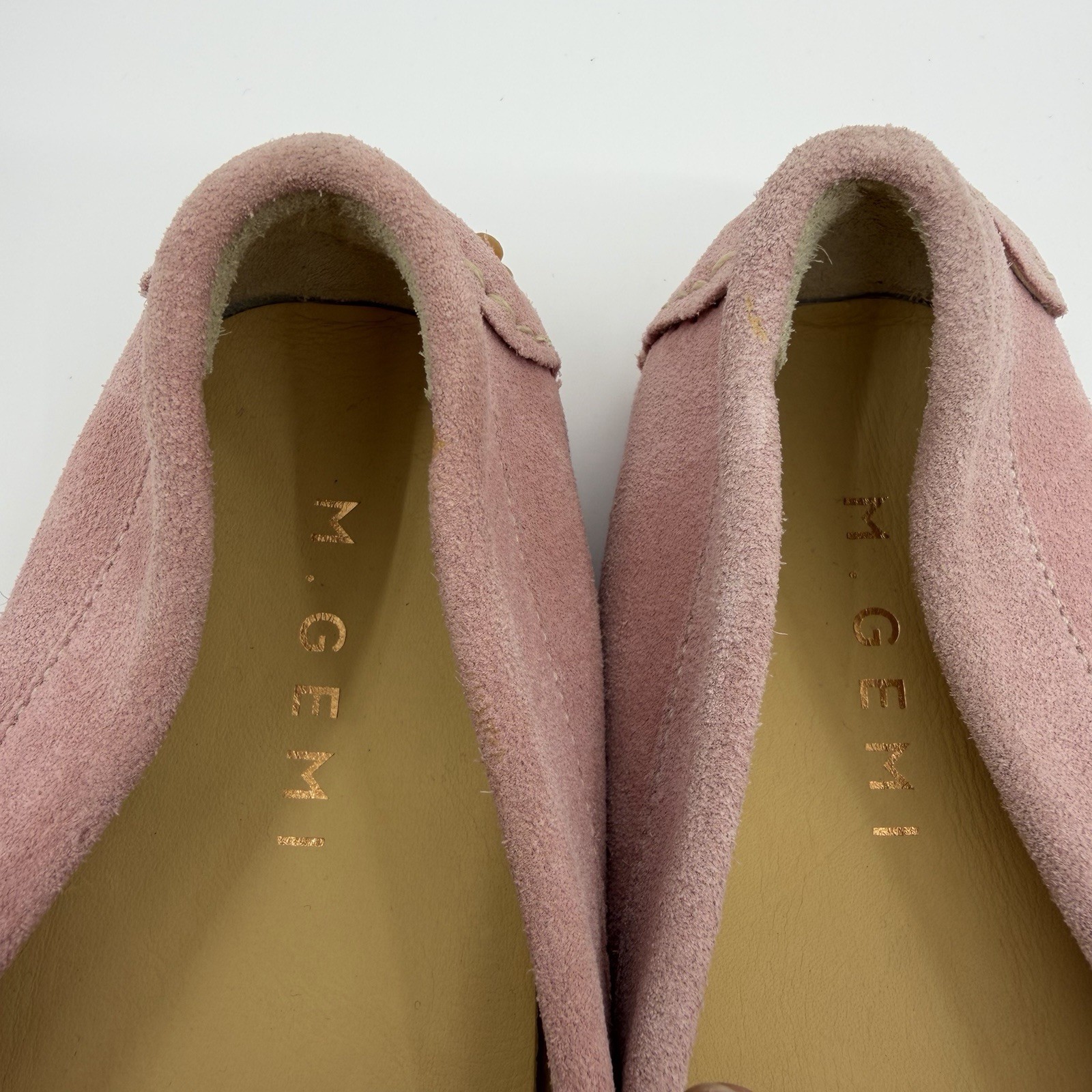 M Gemi The Felize Italy Suede Moccasins Pale Blush Women’s 39.5 / 8.5W Or 9N