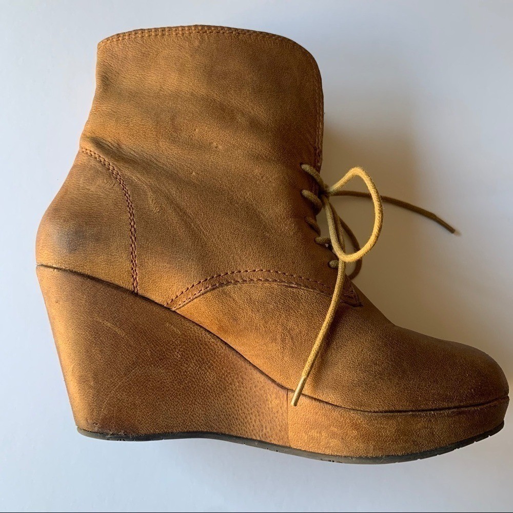 Steve Madden Maarkee Leather Lace Up Wedge Boots