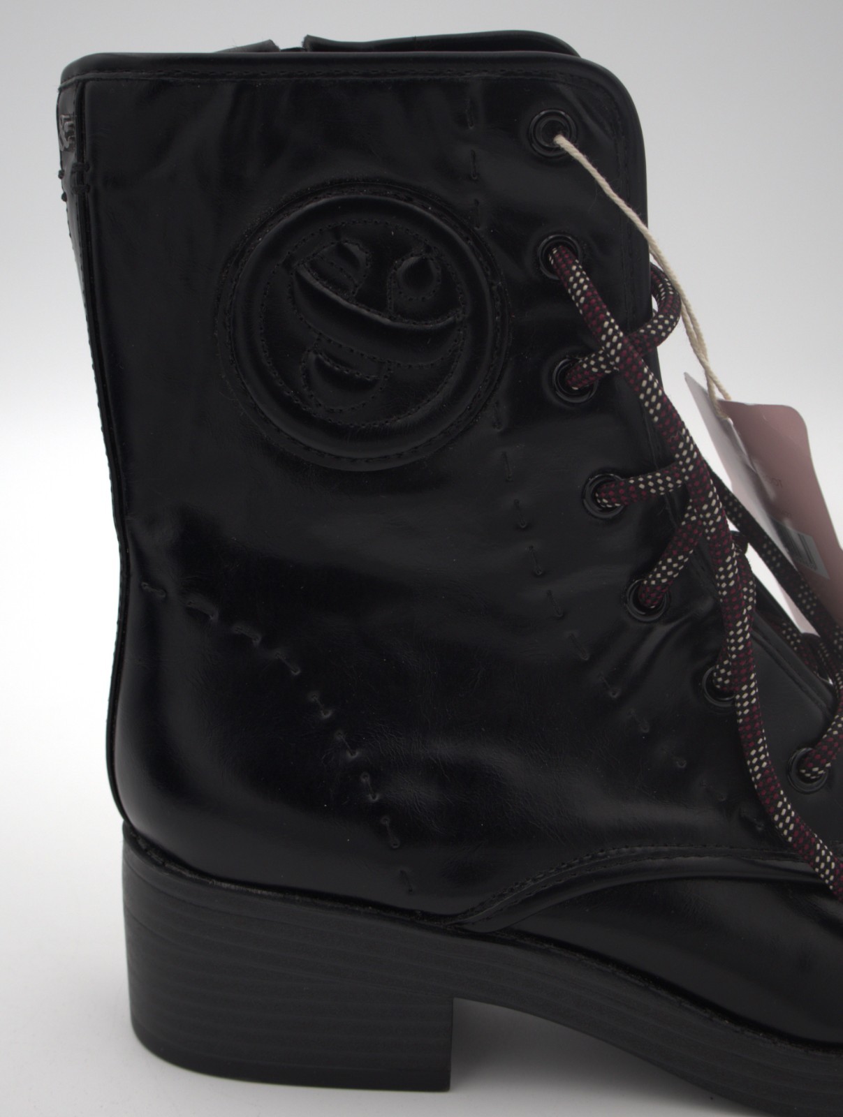 NWT Sam & Libby Melanie Boot Women’s US 8 Black Combat Lace Up Zip Boots Defect