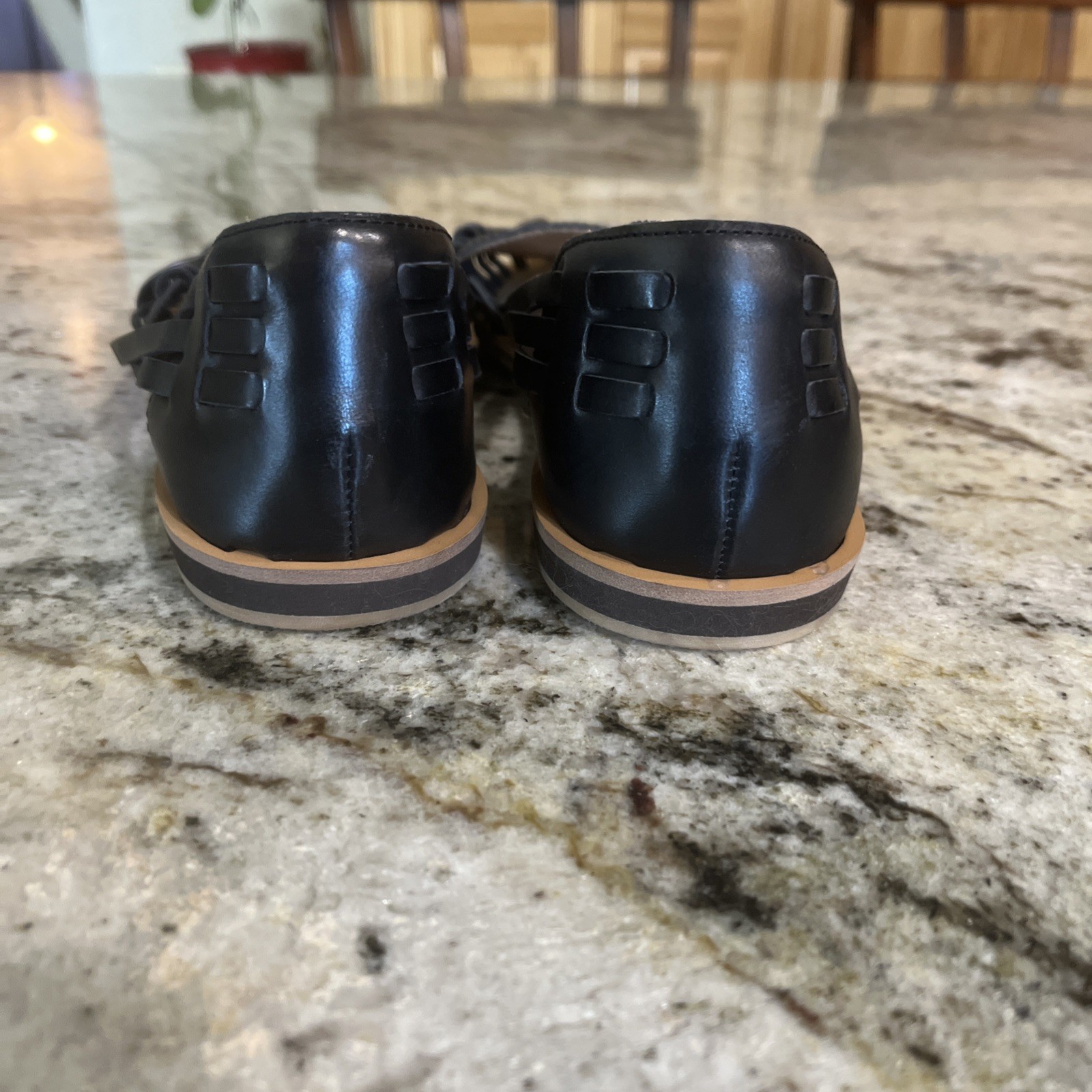 New without Box Quince leather huaraches flat sandals black size 7 US $72 MSRP