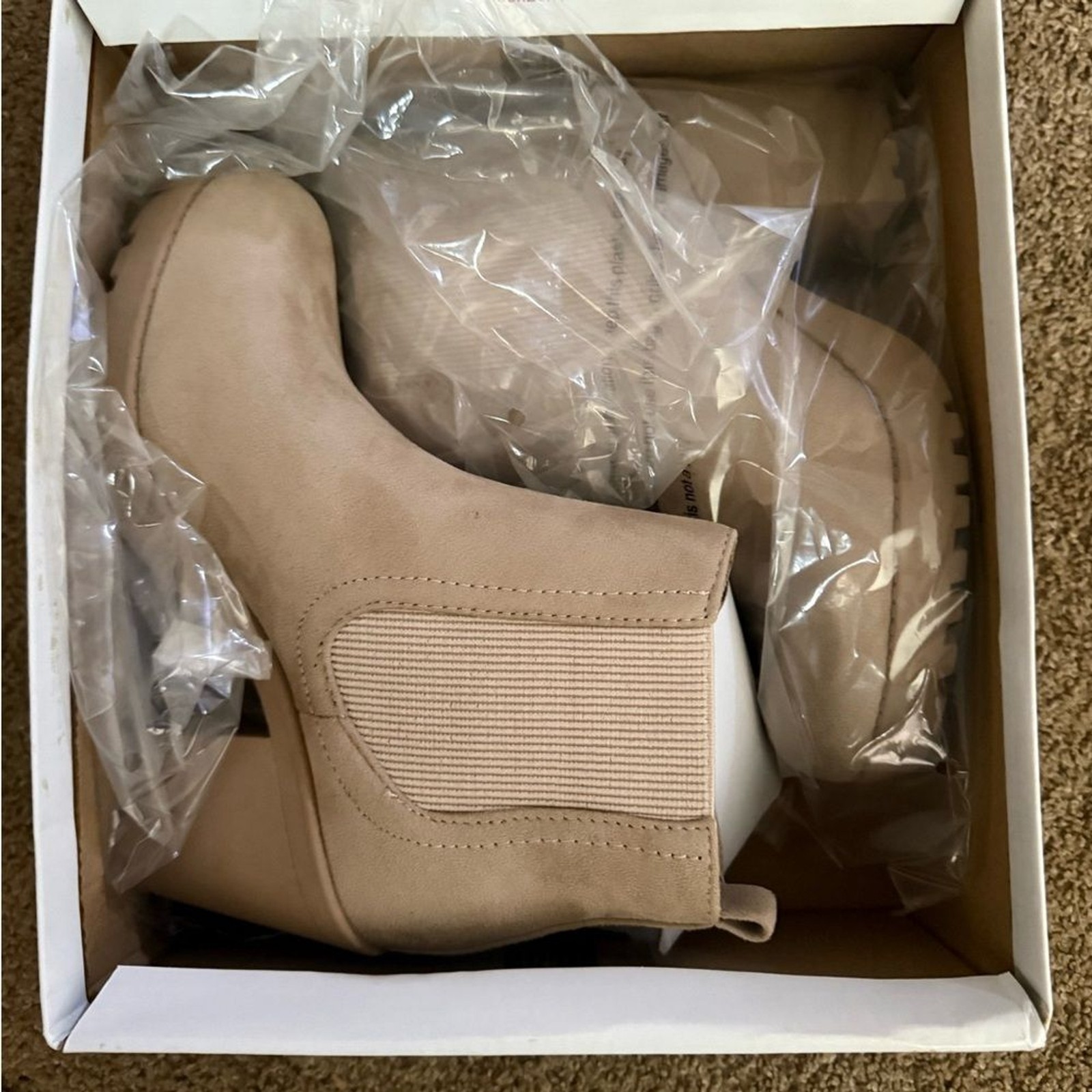Soda Chelsea Beige Ankle Booties