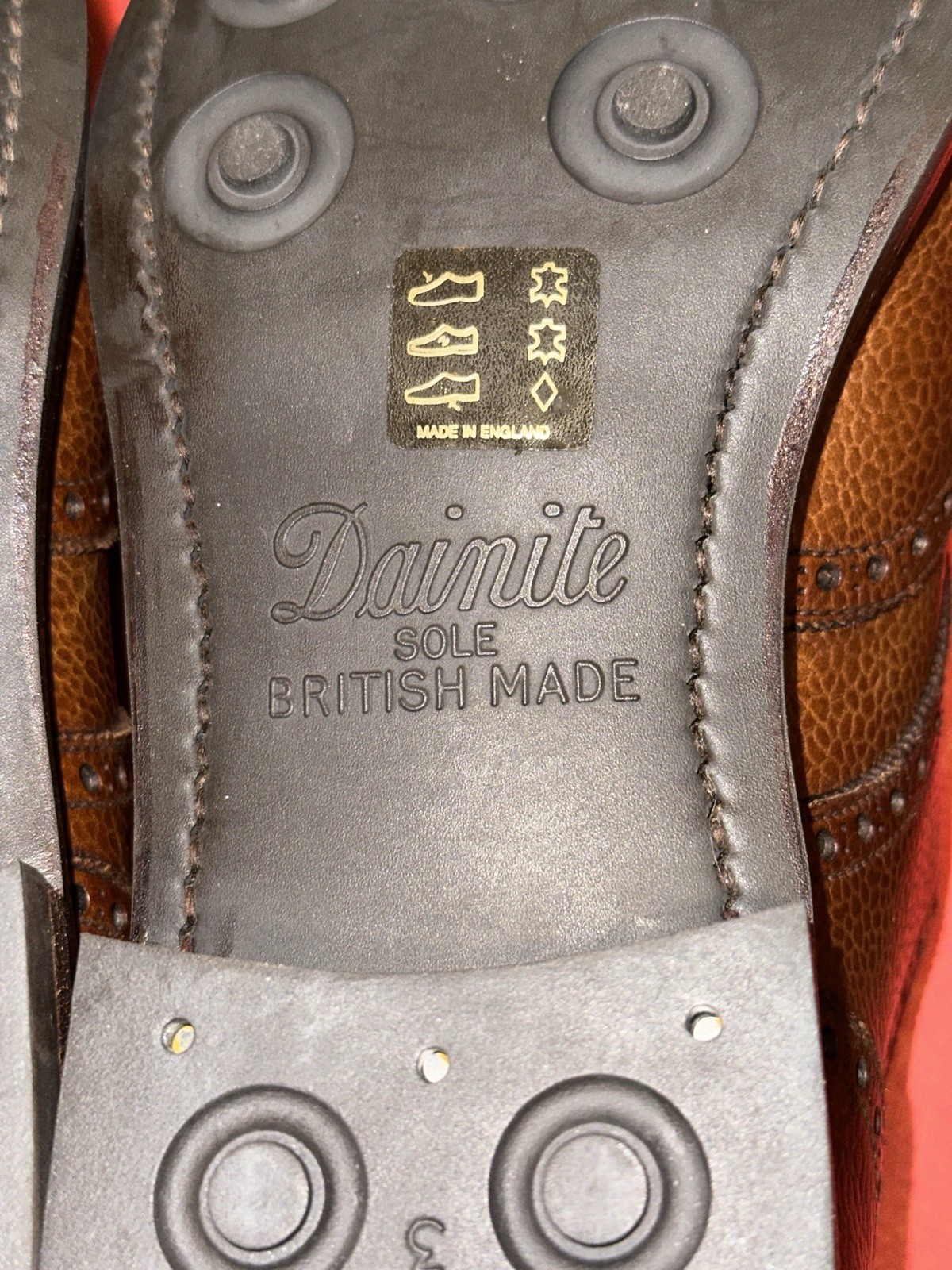 Crockett & Jones ASHFORD Brown Leather Pebble Grain Brogue Mens 95 C | US 9 READ