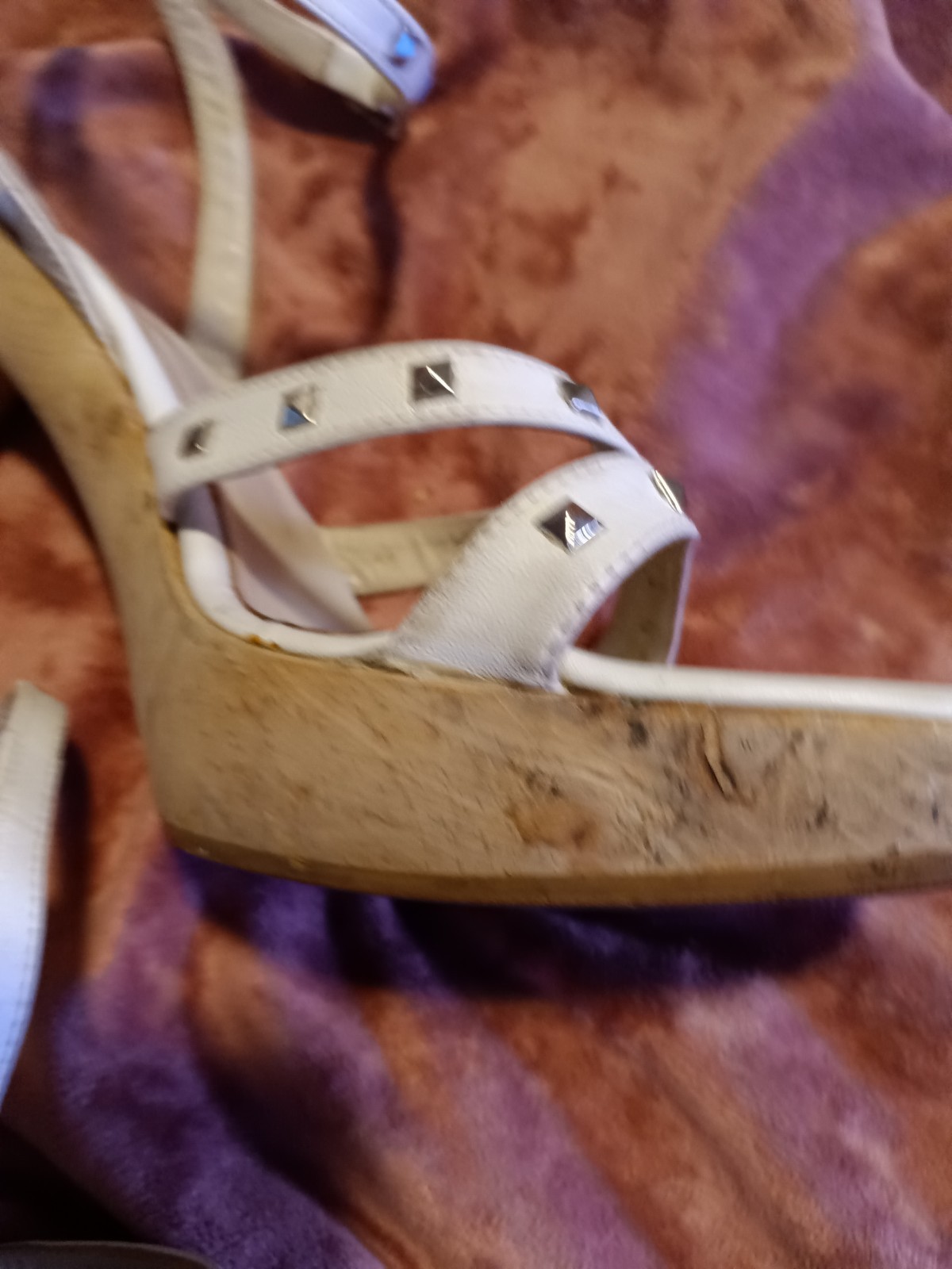 Versace Jeans Couture White Platform Sandals Women’s Size 38 US 8
