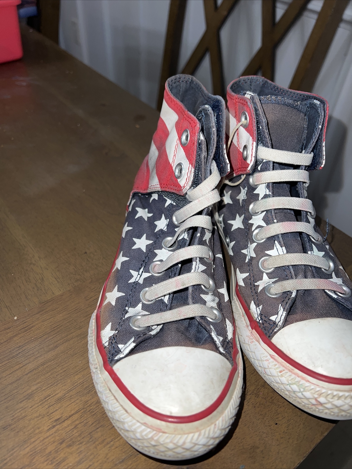 Converse 622366F American Flag Hook And Loop Junior 4 High Top!