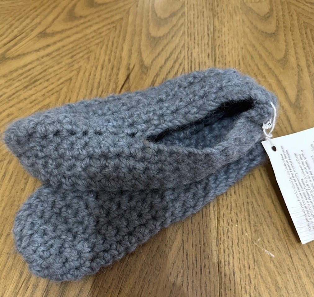 Alpaca Handmade Footies/ Slipper Socks Gray Small