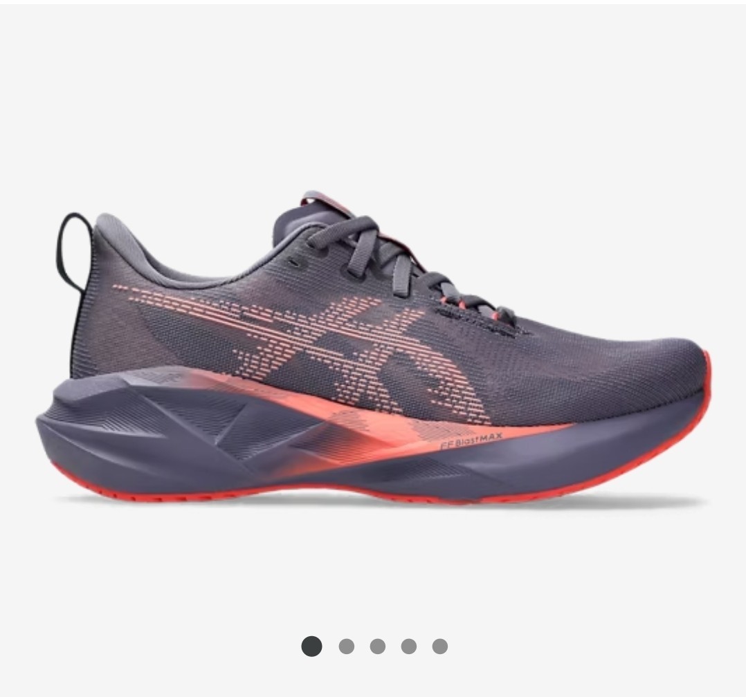 Asics Novablast 5 In Grey/Purple/Coral Reef Womens Size 9.5/ Mens Size 8