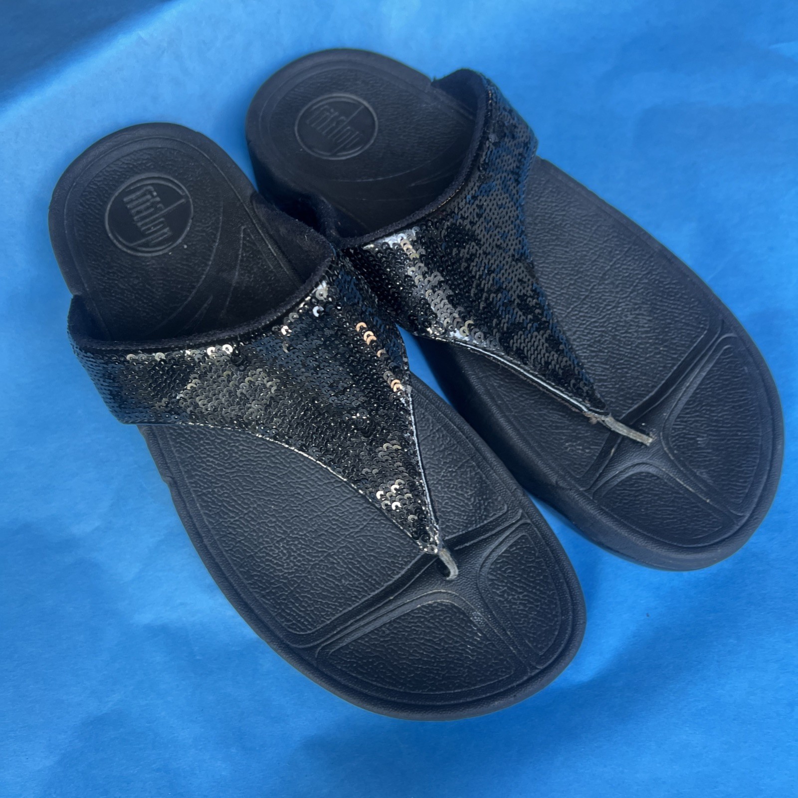 Fitflop Sandal Women 7 Sequin Electra Shiny Flip Thong Beach Pool Resort Core Go