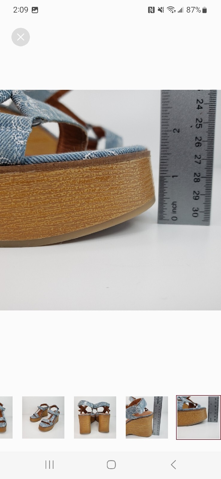 Lucky Brand Demmia Womens Blue White Paisley Denim Platforms Sz 7 Hippie Boho