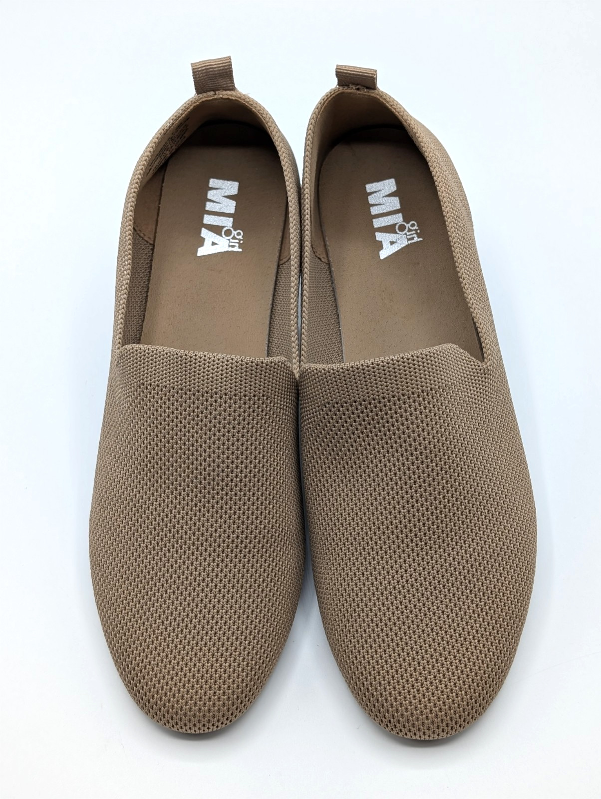 Mia Girl Shoes Women’s 7.5 Sand Slip On Flats Aby Knit Fabric