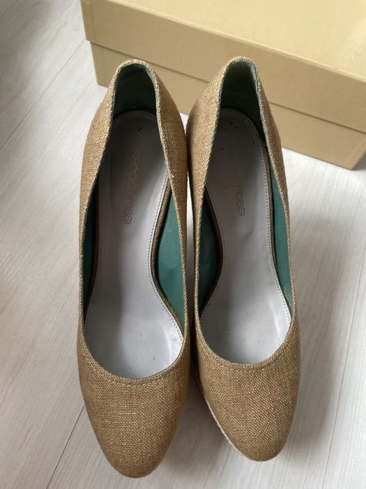 Women Sergio Rossi Heels Khaki Textile 37.5