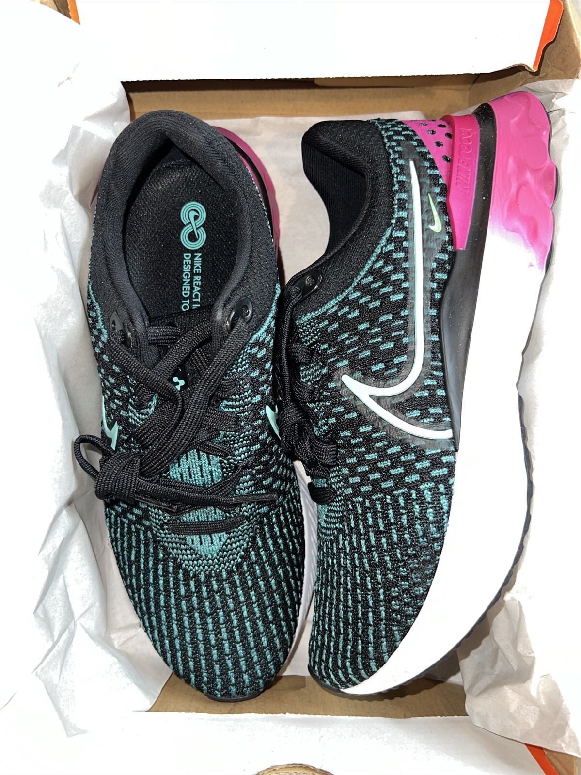 Nike React Infinity Run Flyknit 3 Black/Pink Women’s Running DD3024 003 Size 7.5