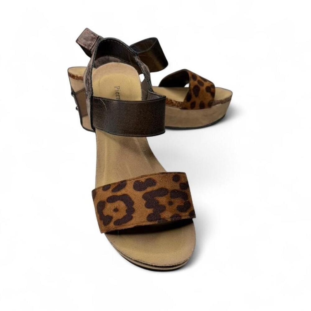 Pierre Dumas coastal Cowgirl Leopard Print Platform Wedge Sandals Women’s Sz 8.5
