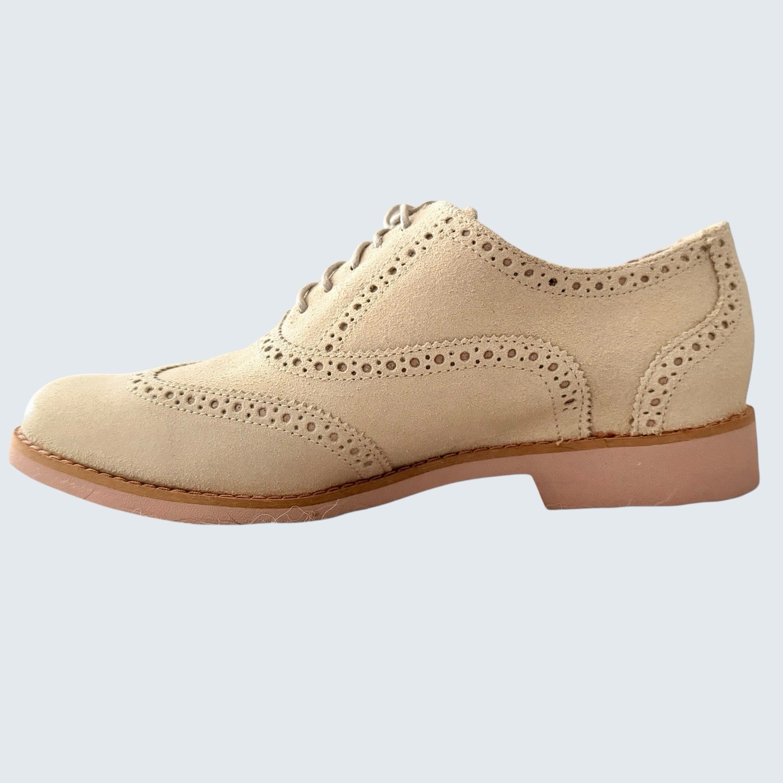 Cole Haan ALISA OXFORD II White Pine Beige Suede Brogue Lace Up Size 8