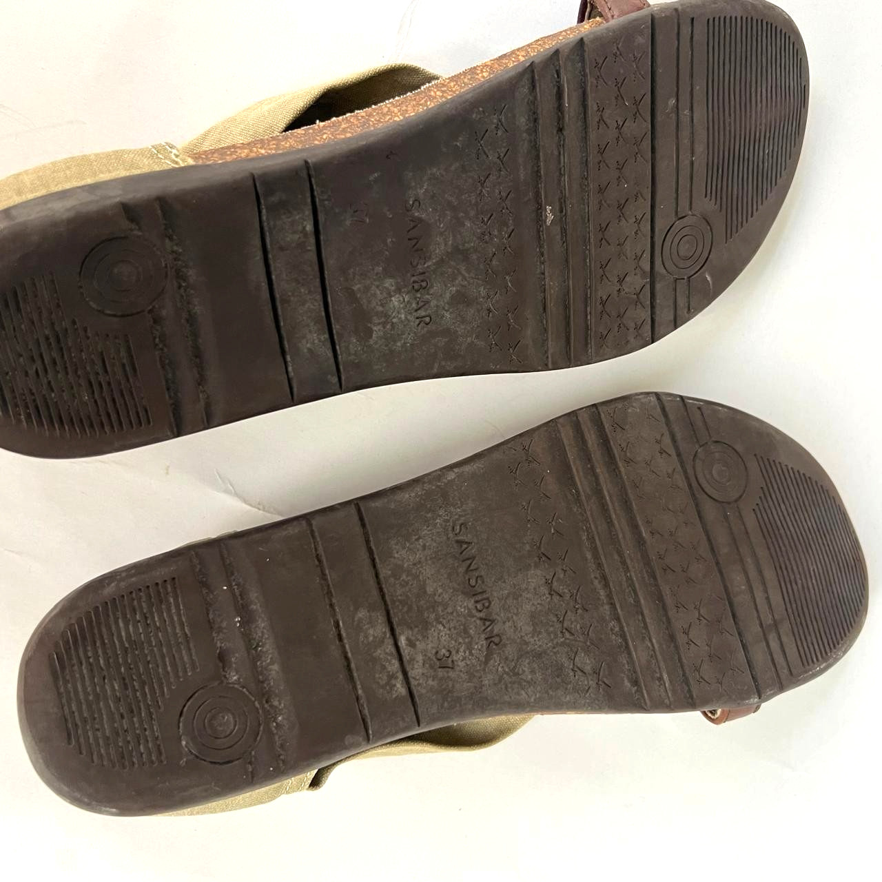 Sansibar Sylt Women’s Canvas & Leather Thong Sandals Shoes Size 37 EU Olive
