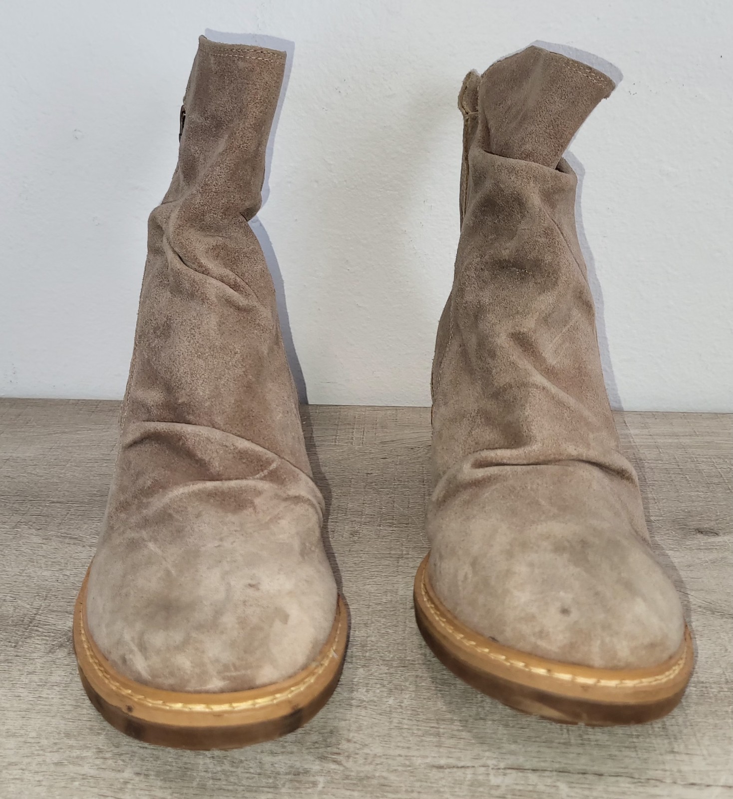Sofft Taupe Brown Gray Suede Ankle Calf Slouch Boots Shoes Womens Size US 11