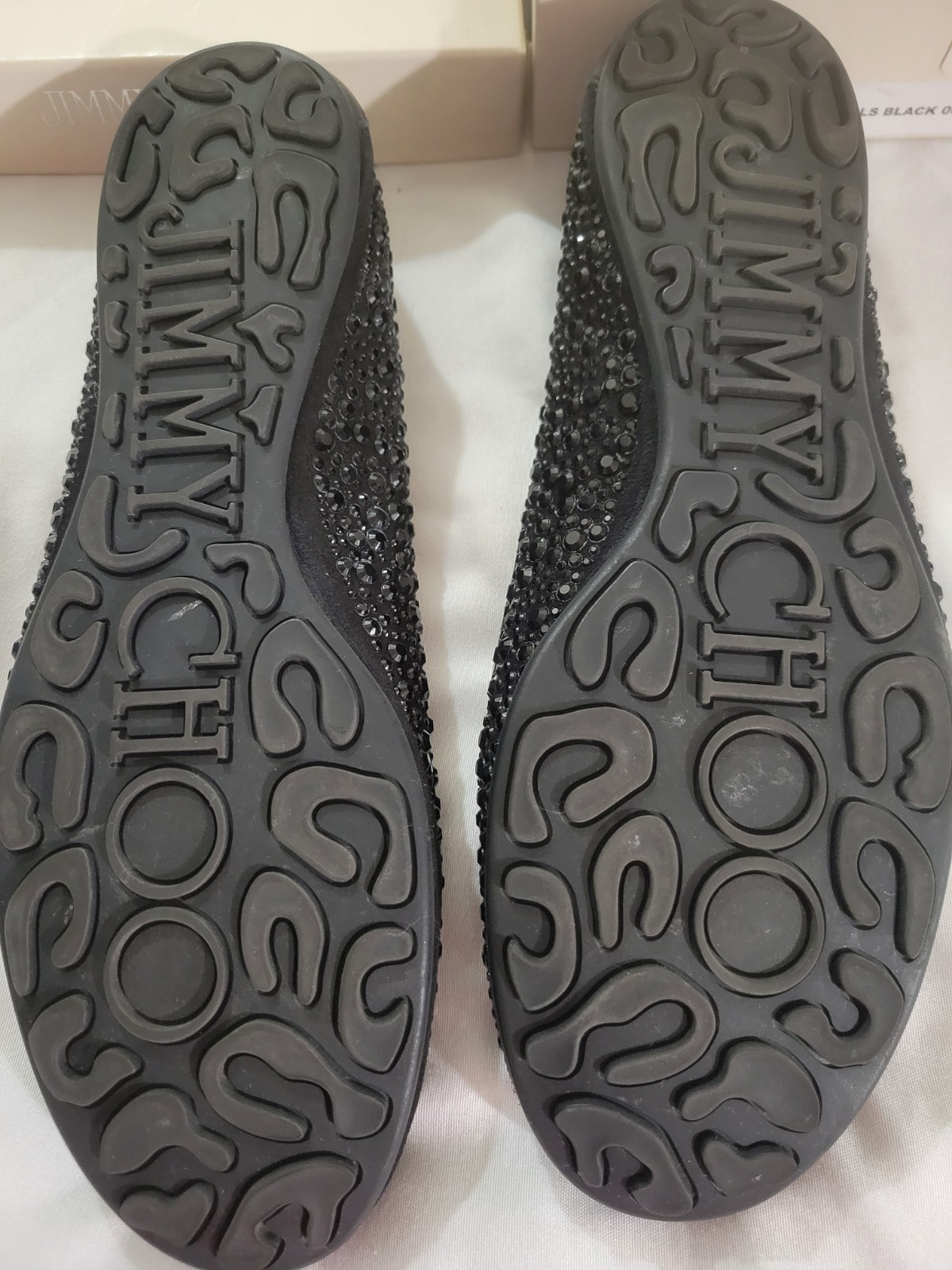 Jimmy Choo Weber black crystal embellished suede ballet flats size 36