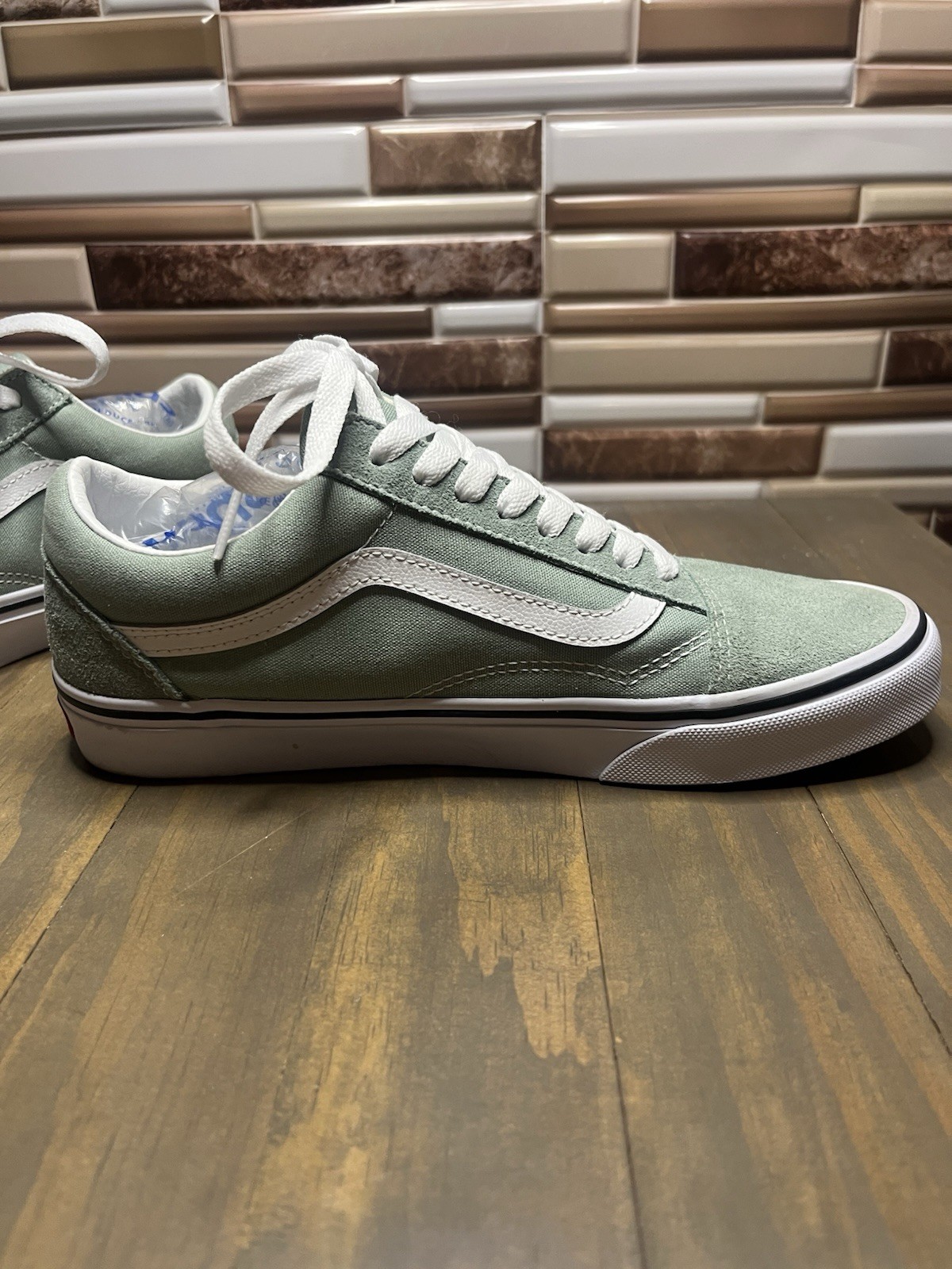 VANS Old Skool Shoe Size 9 Women Size 7.5 Men Mint Green Low Top Gently Used