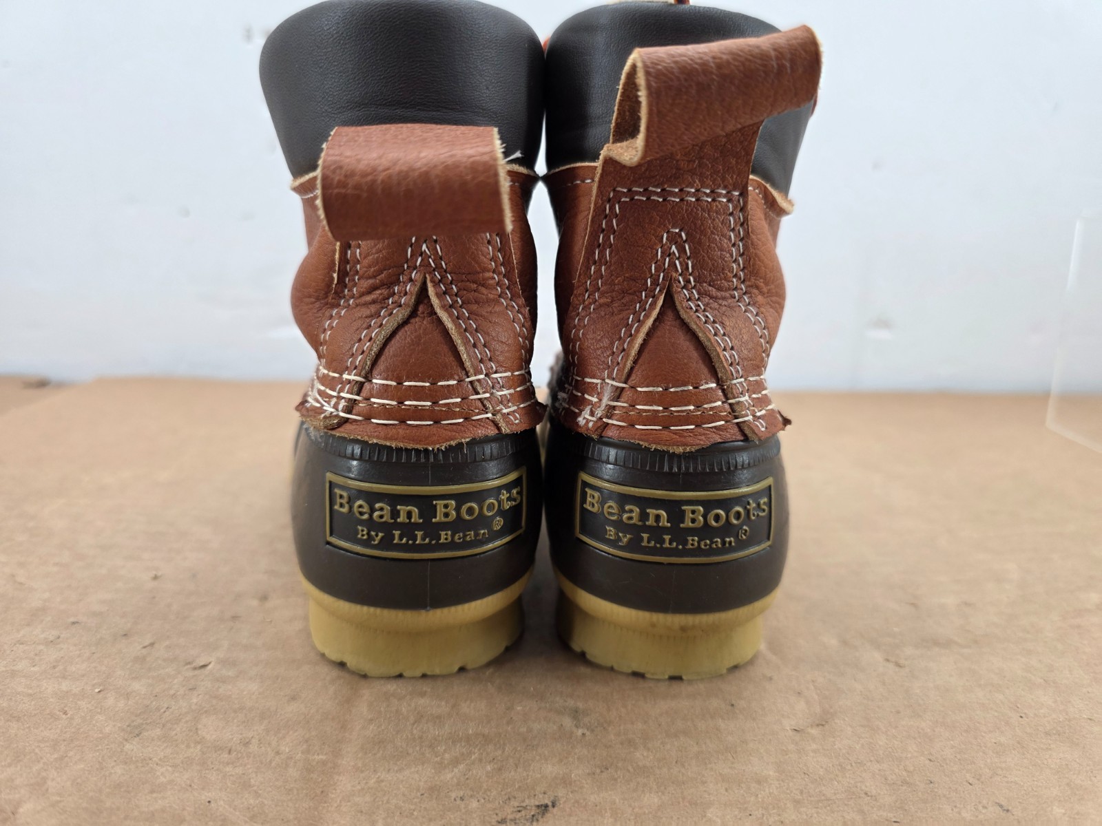 LL Bean Womens Size 6 M Duck Boots 6 Eye 8″ Tan Brown Unlined Made In USA