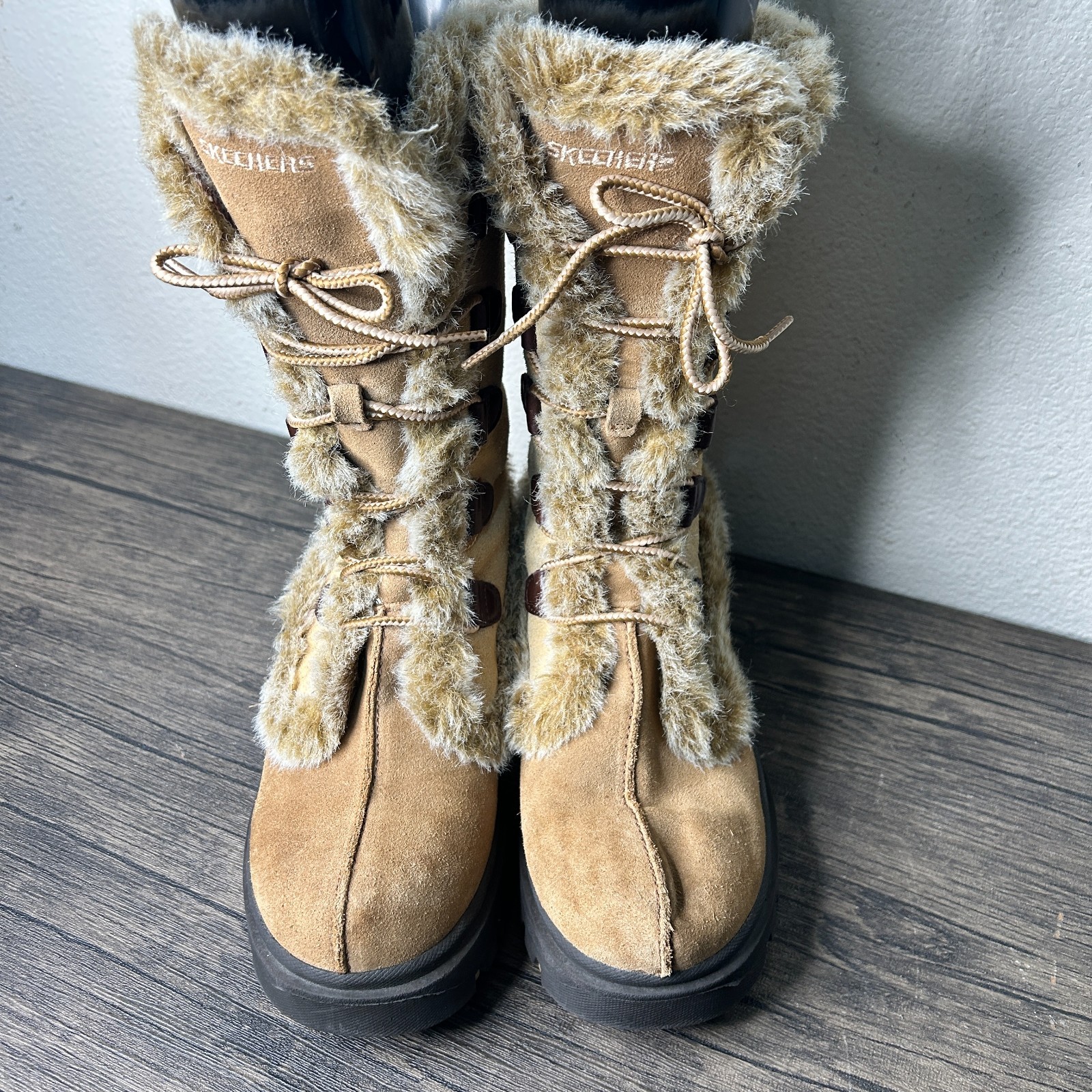SKECHERS Frolic Leather Snow Boots 45708 Brown EUC Womens Size 8 Y2K 4545