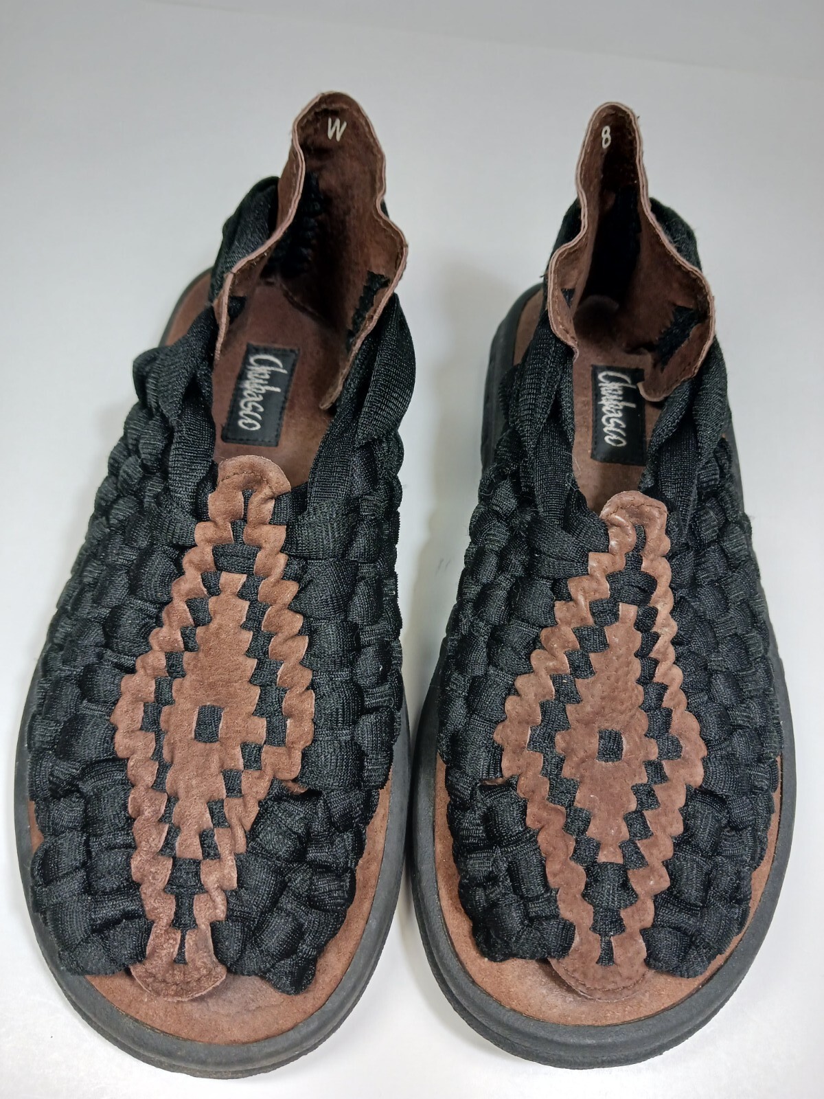 Chubasco UNISEX Sandals size 8 Black/Coffee Nylon/Leather Hand woven COMFORTABLE