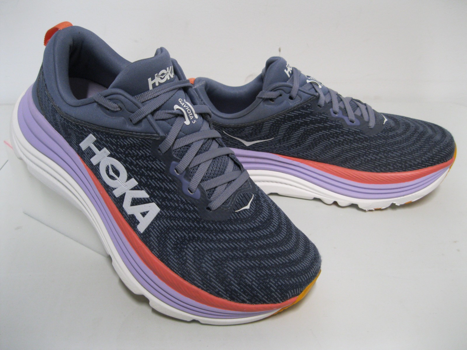 Hoka Gaviota 5 1134235-ARP Womens US 8.5B Anchor / Grapefruit Running Shoes