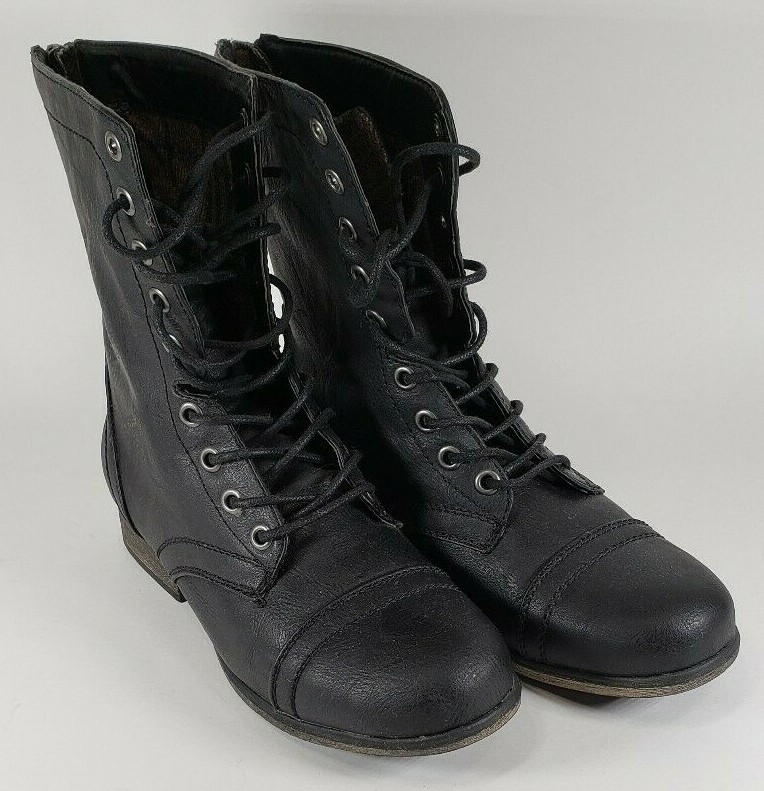 Charolette Russe Black Zip Back Lace Up Mid-Calf Boots Shoes Size 6 GUC