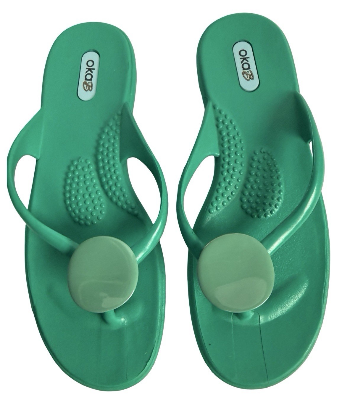 Oka-B Green Flip Flop Sandals Women’s Size Small Comfort Massage Thong Slides