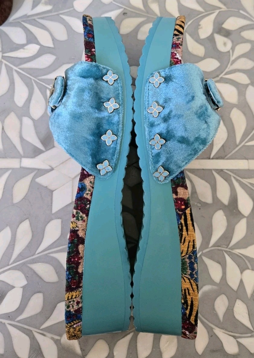 Rare Dr. Scholls Iris Apfel Original Too Slide Sandals Tiger Velvet New Sz 7 M