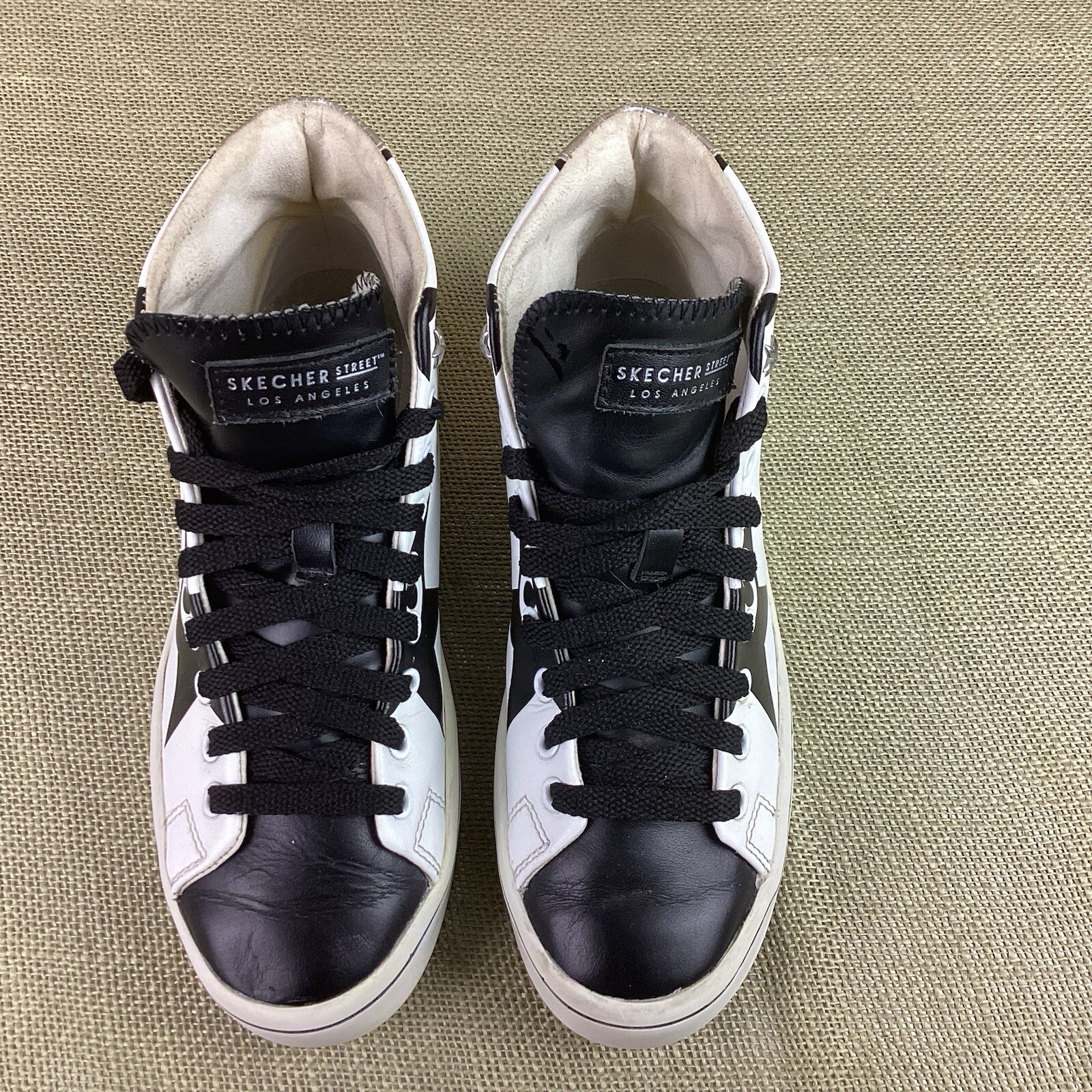 SKECHERS STREET Los Angeles AIR COOLED Sneakers Size 5.5 Leather High Top Stars