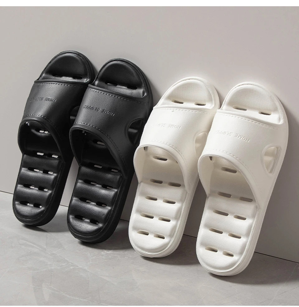 Unisex EVA Non Slip Soft Bottom Leaking Shower Man Woman Home Slippers Punching