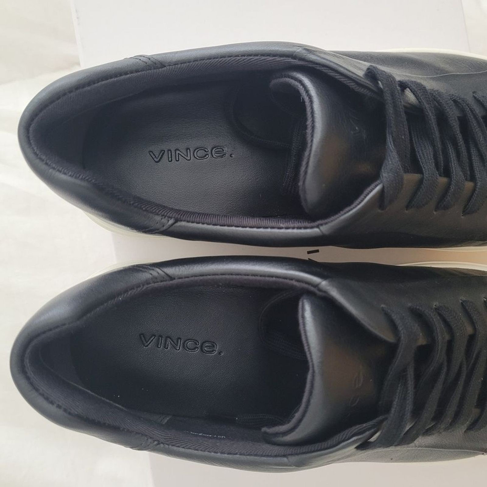 Vince Benfield Black Leather Platform Sneakers Size 7.5 Contemporary Classic